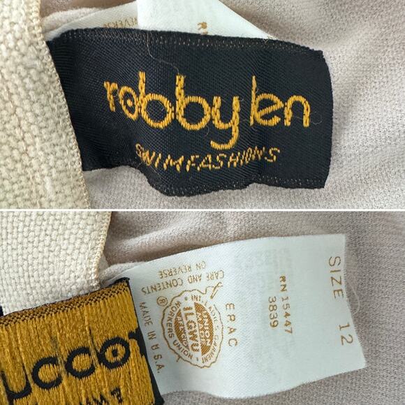 Vintage Robbie Len waffle knit Chevron leotard swimsuit size S/M - Picture 5 of 6